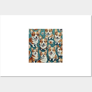 Pattern of corgi dogs Posters and Art